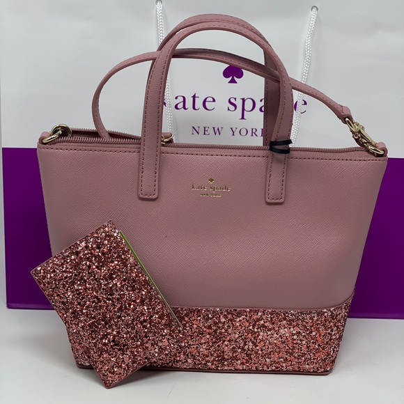 kate spade Handbags - Kate spade Greta court ina pink glitter bag+wallet